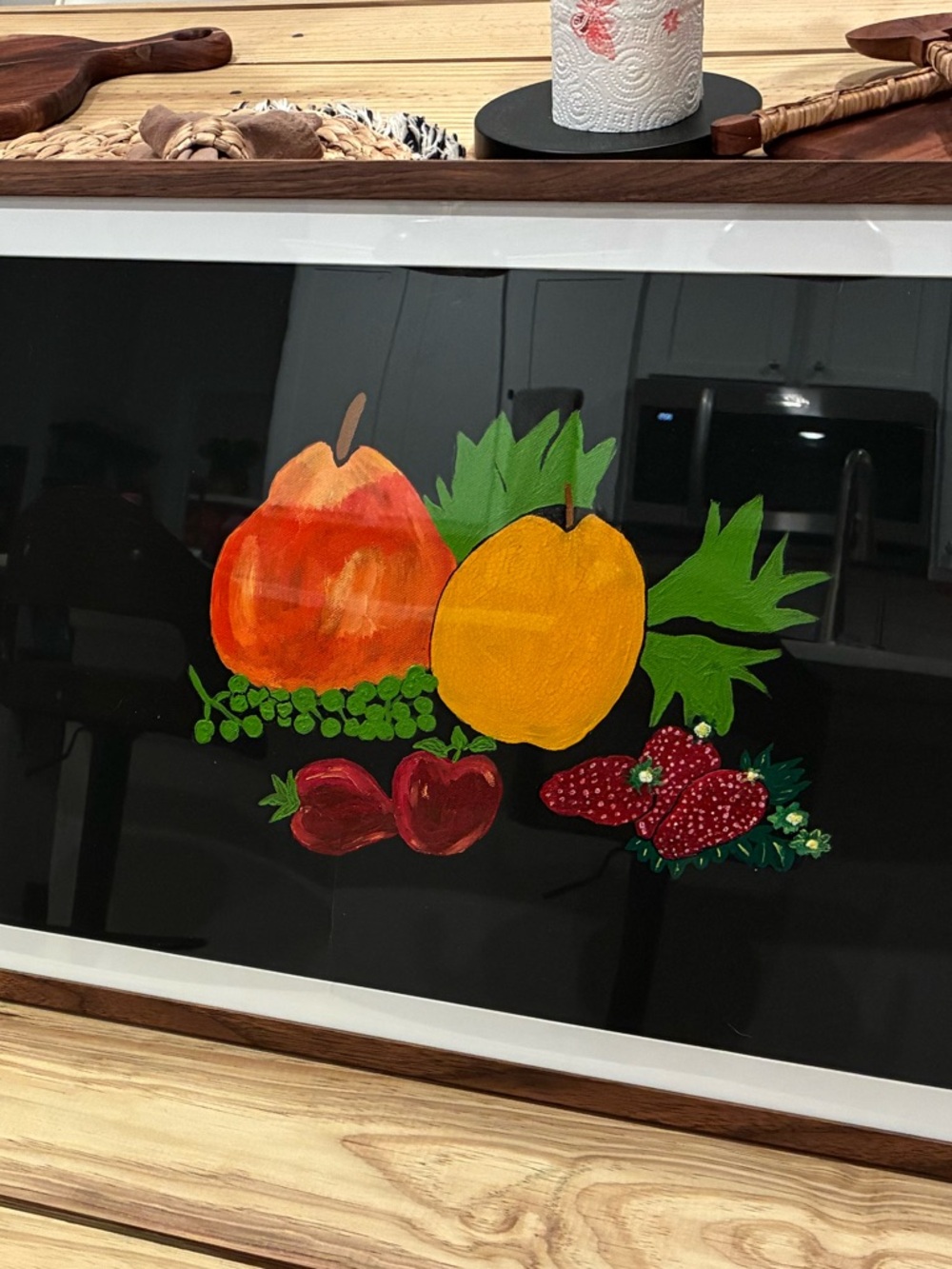 (Set of 2) Colorful Fruit Art Painting in Wooden Frame